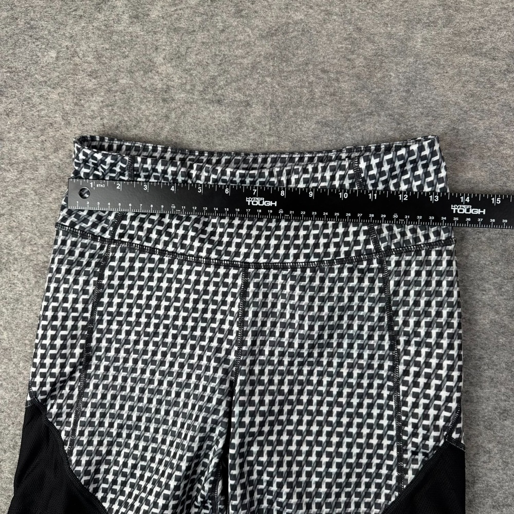 Athleta Vivid Velocity Bike Shorts 6" Zip Pocket Geometric Black Womens Small S - Picture 9 of 13